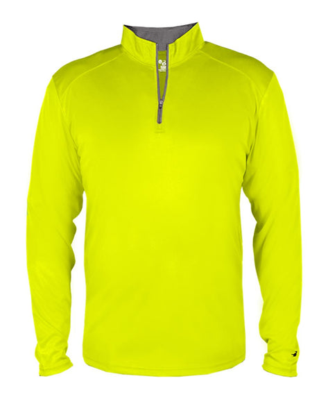 Badger Men's B-Core Quarter-Zip Pullover. 4102 - Safety Yellow Green/ Graphite
