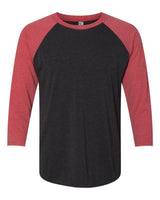 Next Level Unisex Triblend Three-Quarter Raglan Tee. 6051 - Vintage Red Sleeves/ Vintage Black Body