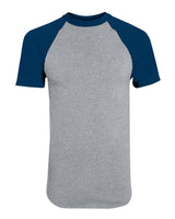 Augusta Sportswear Youth Raglan Baseball Jersey. 424 - Athletic Heather/ Navy