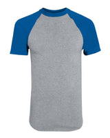 Augusta Sportswear Youth Raglan Baseball Jersey. 424 - Athletic Heather/ Royal