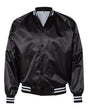 Augusta Sportswear Unisex Satin Baseball Jacket Striped Trim. 3610 - Black/ White