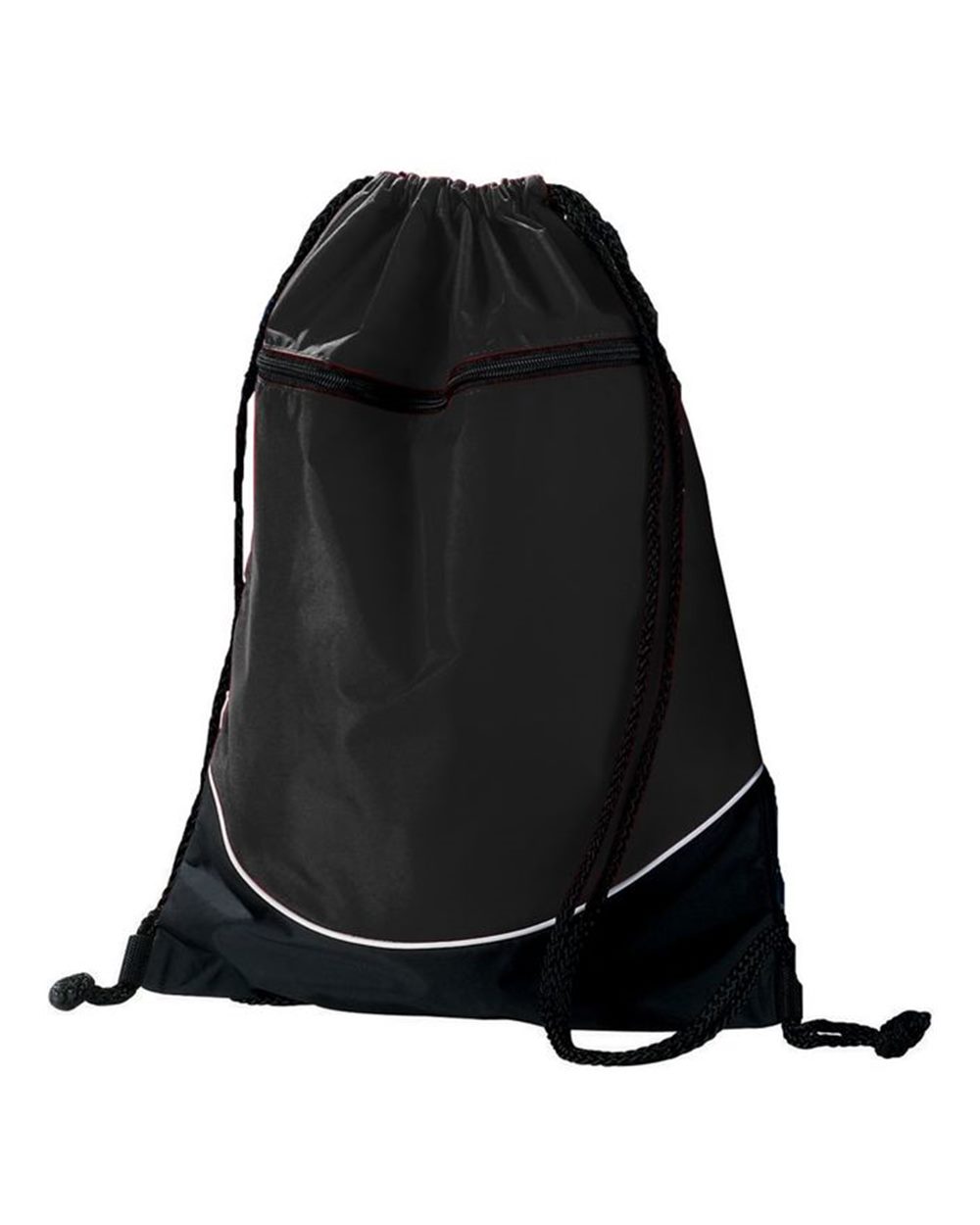 Augusta Sportswear Tri-Color Drawstring Backpack. 1920 - Black/ Black/ White