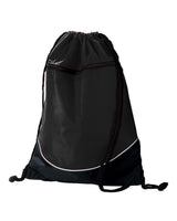 Augusta Sportswear Tri-Color Drawstring Backpack. 1920 - Black/ Black/ White
