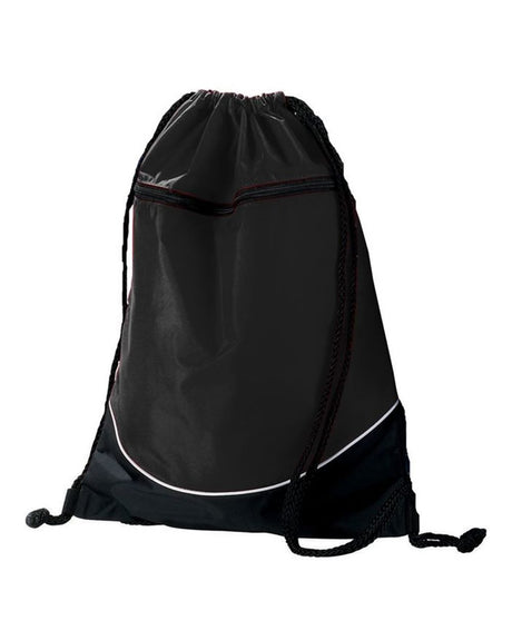 Augusta Sportswear Tri-Color Drawstring Backpack. 1920 - Black/ Black/ White