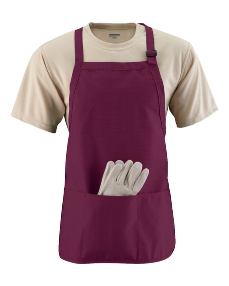Augusta Sportswear Medium Length Apron with Pouch. 4250 - Maroon
