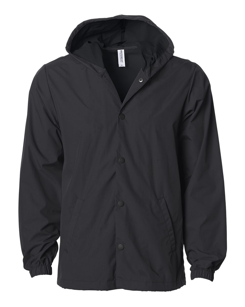 Independent Trading Co. Men's Water-Resistant Hooded Windbreaker. EXP95NB - Black/ Black