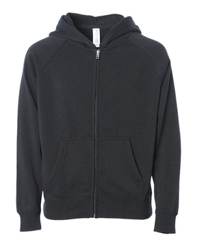 Independent Trading Co. Youth Lightweight Special Blend Raglan Zip Hood. PRM15YSBZ - Black