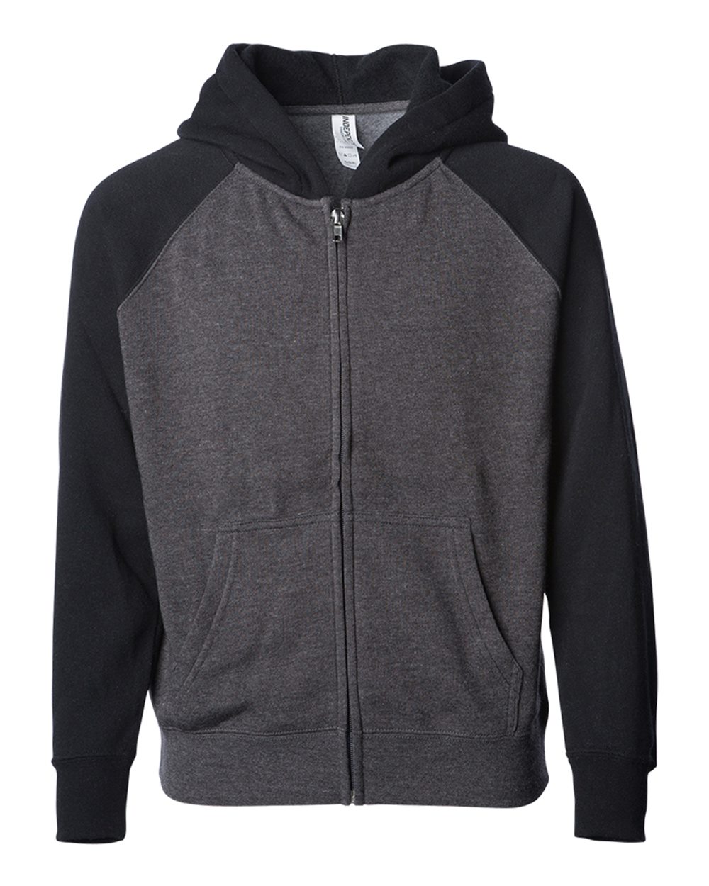 Independent Trading Co. Youth Lightweight Special Blend Raglan Zip Hood. PRM15YSBZ - Carbon/ Black