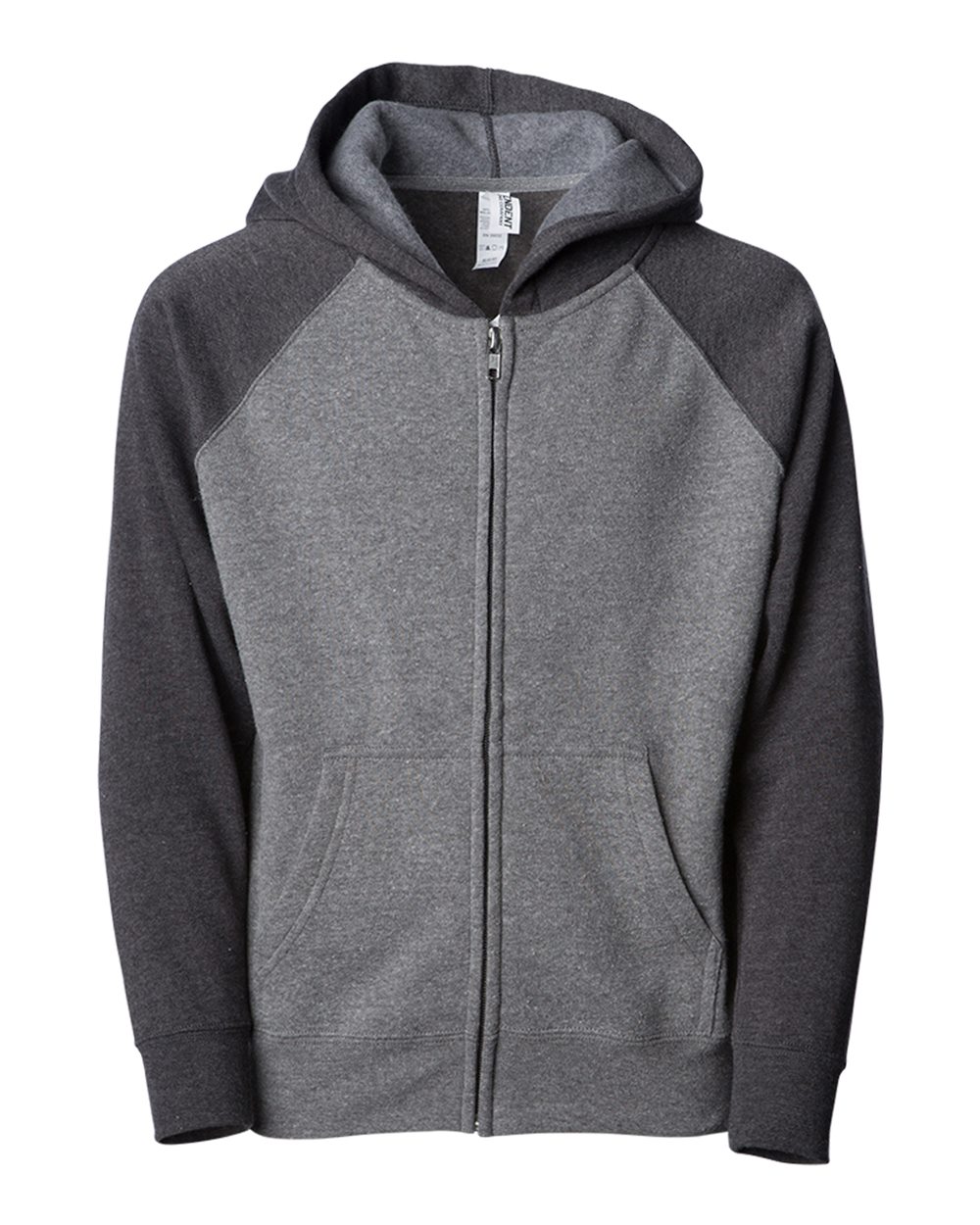 Independent Trading Co. Youth Lightweight Special Blend Raglan Zip Hood. PRM15YSBZ - Nickel/ Carbon