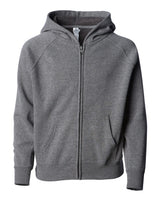 Independent Trading Co. Youth Lightweight Special Blend Raglan Zip Hood. PRM15YSBZ - Nickel