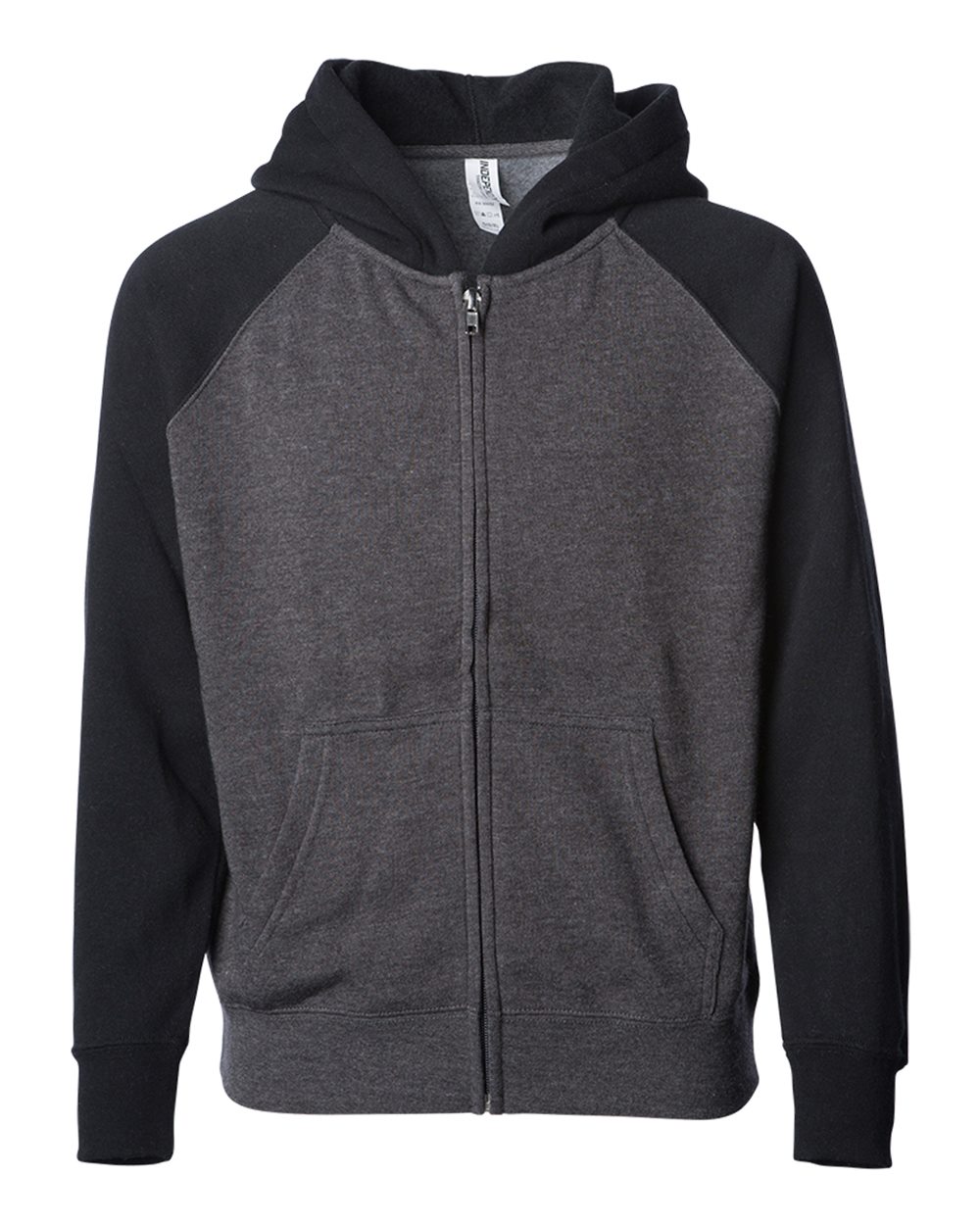 Independent Trading Co. Toddler Lightweight Special Blend Raglan Zip Hood. PRM10TSBZ - Carbon/ Black