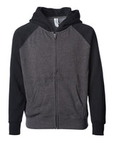 Independent Trading Co. Toddler Lightweight Special Blend Raglan Zip Hood. PRM10TSBZ - Carbon/ Black