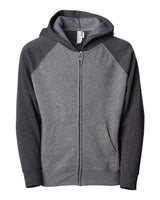 Independent Trading Co. Toddler Lightweight Special Blend Raglan Zip Hood. PRM10TSBZ - Nickel/ Carbon
