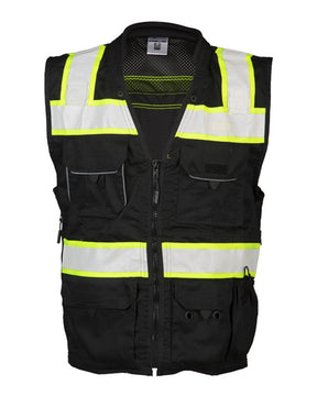 Kishigo Unisex EV Series® Enhanced Visibility Professional Utility Vest. B500 - Black/ Lime