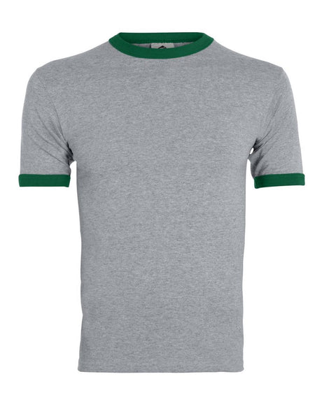 Augusta Sportswear Unisex 50/50 Ringer T-Shirt. 710 - Athletic Heather/ Dark Green
