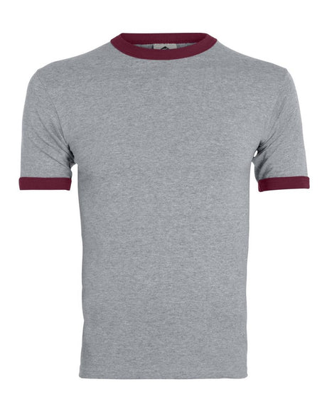 Augusta Sportswear Unisex 50/50 Ringer T-Shirt. 710 - Athletic Heather/ Maroon