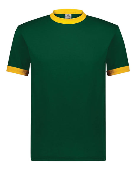 Augusta Sportswear Unisex 50/50 Ringer T-Shirt. 710 - Dark Green/ Gold