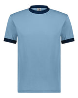 Augusta Sportswear Unisex 50/50 Ringer T-Shirt. 710 - Light Blue/ Navy
