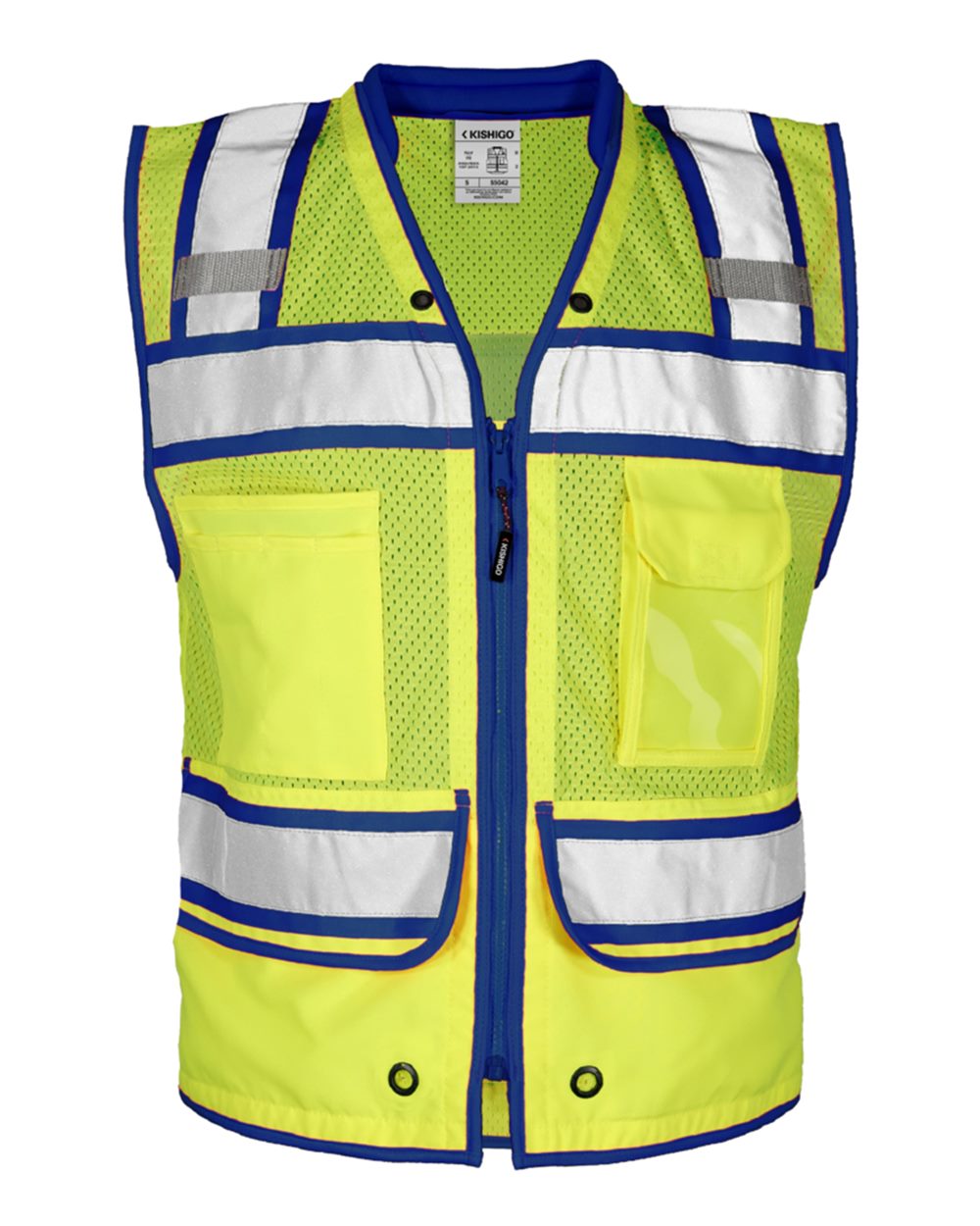 Kishigo Men's Color Contrast High Performance Surveyors Vest. S5042-5046 - Lime/ Royal Blue - S5042