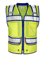 Kishigo Men's Color Contrast High Performance Surveyors Vest. S5042-5046 - Lime/ Royal Blue - S5042