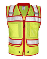 Kishigo Men's Color Contrast High Performance Surveyors Vest. S5042-5046 - Lime/ Red - S5043