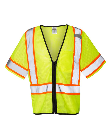 Kishigo Unisex Class 3 Mesh Zippered Vest. 1565-1566 - Lime