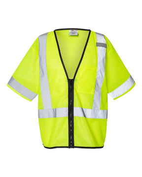 Kishigo Unisex Economy Single Pocket Zipper Vest. 1567-1568 - Lime
