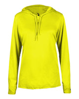 Badger Women's B-Core Hooded Long Sleeve T-Shirt. 4165 - Safety Yellow