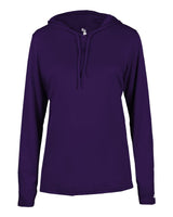 Badger Women's B-Core Hooded Long Sleeve T-Shirt. 4165 - Purple