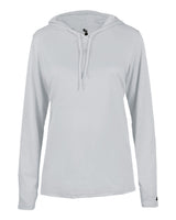 Badger Women's B-Core Hooded Long Sleeve T-Shirt. 4165 - Silver