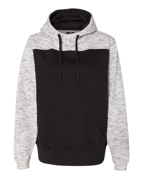 J. America Men's Mélange Fleece Colorblocked Hooded Sweatshirt. 8676 - Black/ White