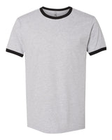 Next Level Unisex Cotton Ringer Tee. 3604 - Heather Grey/ Black