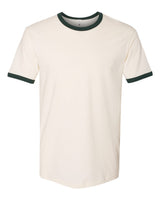 Next Level Unisex Cotton Ringer Tee. 3604 - Natural/ Forest Green