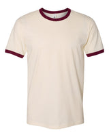 Next Level Unisex Cotton Ringer Tee. 3604 - Natural/ Maroon