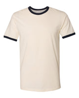 Next Level Unisex Cotton Ringer Tee. 3604 - Natural/ Midnight Navy