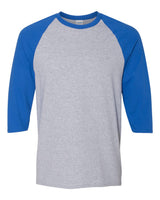 Gildan Unisex Heavy Cotton™ Raglan Three-Quarter Sleeve T-Shirt. 5700 - Sport Grey/ Royal