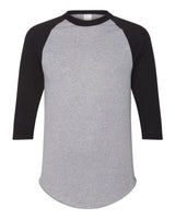 Augusta Sportswear Unisex Three-Quarter Raglan Sleeve Baseball Jersey T-Shirt. 4420 - Athletic Heather/ Black