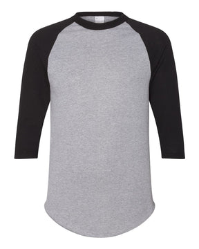 Augusta Sportswear Unisex Three-Quarter Raglan Sleeve Baseball Jersey T-Shirt. 4420 - Athletic Heather/ Black
