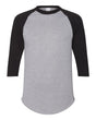 Augusta Sportswear Unisex Three-Quarter Raglan Sleeve Baseball Jersey T-Shirt. 4420 - Athletic Heather/ Black