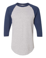 Augusta Sportswear Unisex Three-Quarter Raglan Sleeve Baseball Jersey T-Shirt. 4420 - Athletic Heather/ Navy
