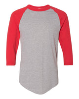 Augusta Sportswear Unisex Three-Quarter Raglan Sleeve Baseball Jersey T-Shirt. 4420 - Athletic Heather/ Red