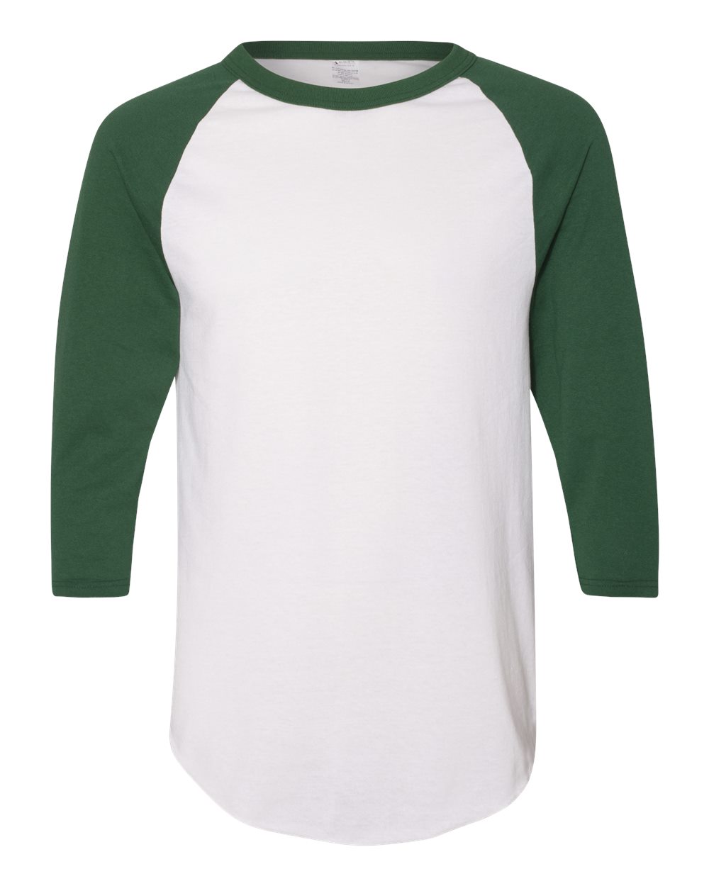 Augusta Sportswear Unisex Three-Quarter Raglan Sleeve Baseball Jersey T-Shirt. 4420 - White/ Dark Green