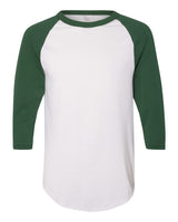 Augusta Sportswear Unisex Three-Quarter Raglan Sleeve Baseball Jersey T-Shirt. 4420 - White/ Dark Green