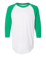 Augusta Sportswear Unisex Three-Quarter Raglan Sleeve Baseball Jersey T-Shirt. 4420 - White/ Kelly