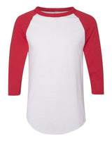 Augusta Sportswear Unisex Three-Quarter Raglan Sleeve Baseball Jersey T-Shirt. 4420 - White/ Red
