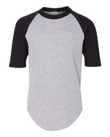 Augusta Sportswear Youth Three-Quarter Sleeve Baseball Jersey. 4421 - Athletic Heather/ Black