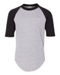 Augusta Sportswear Youth Three-Quarter Sleeve Baseball Jersey. 4421 - Athletic Heather/ Black