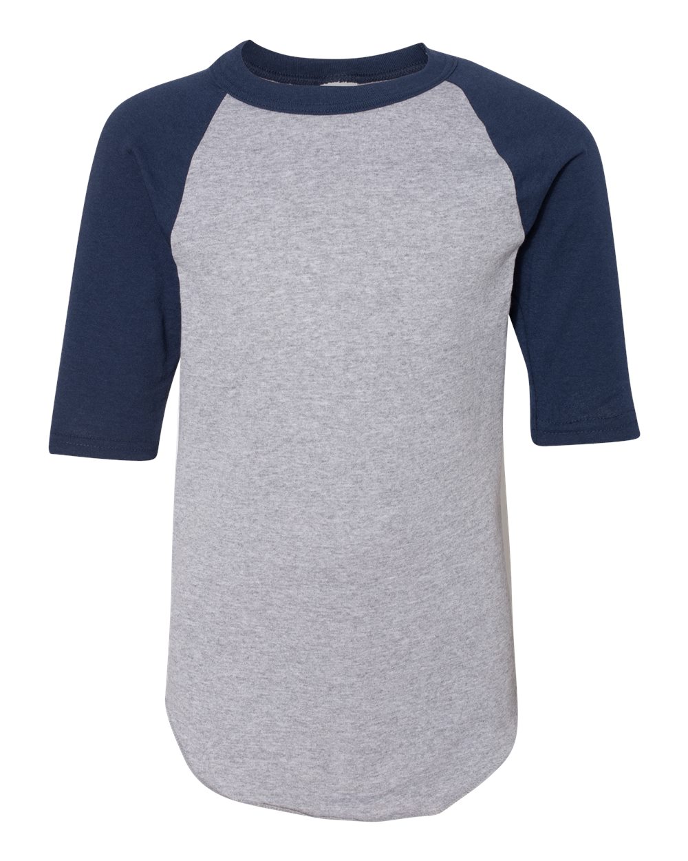 Augusta Sportswear Youth Three-Quarter Sleeve Baseball Jersey. 4421 - Athletic Heather/ Navy