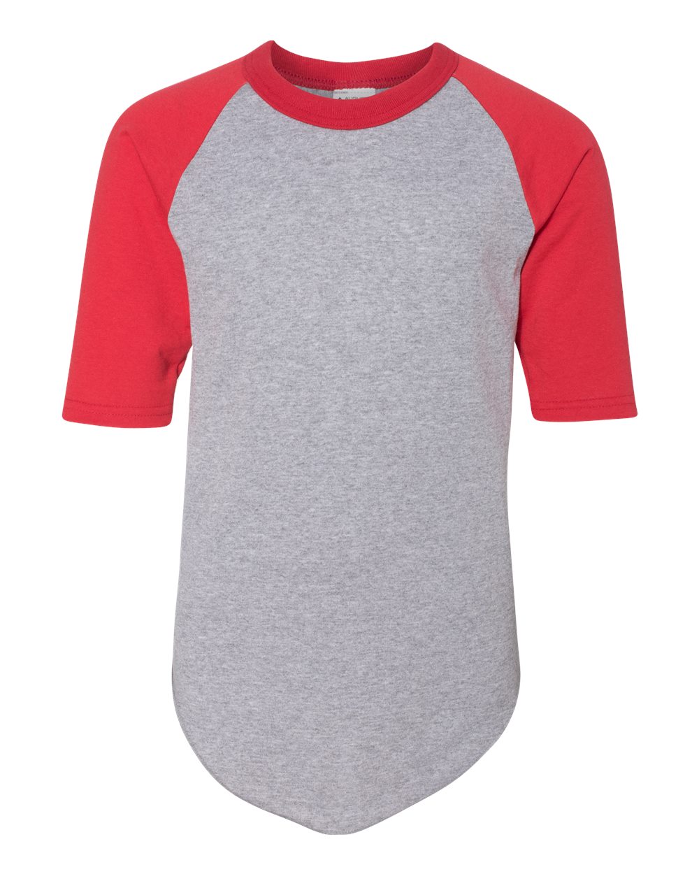 Augusta Sportswear Youth Three-Quarter Sleeve Baseball Jersey. 4421 - Athletic Heather/ Red