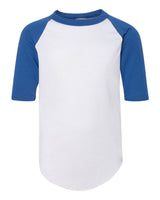 Augusta Sportswear Youth Three-Quarter Sleeve Baseball Jersey. 4421 - White/ Royal